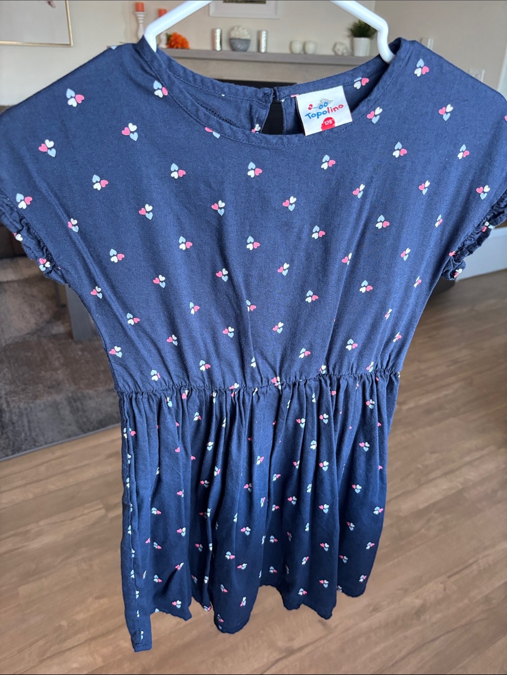 Girls Navy Floral Print Dress